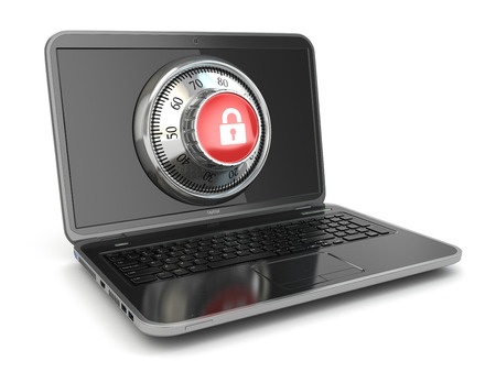 26550326 - internet security. laptop and safe lock. 3d