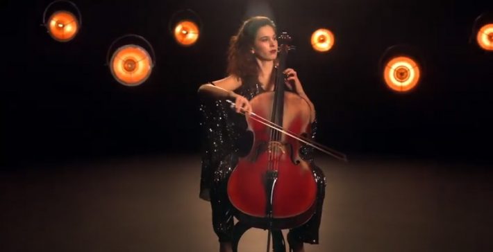 Woman is playing the cello