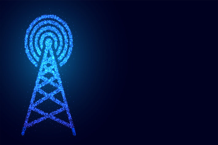 digital mobile telecommunication tower network connection background